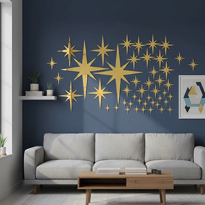 Autocollant mural doré dans le salon