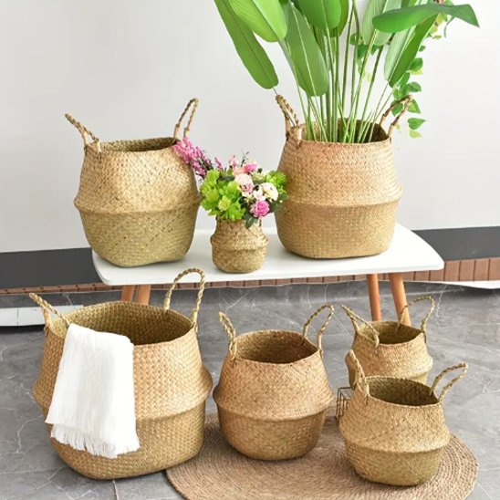 Cache pot en osier multifonction