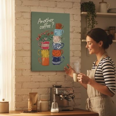 Decoration murale cuisine another coffee? vert