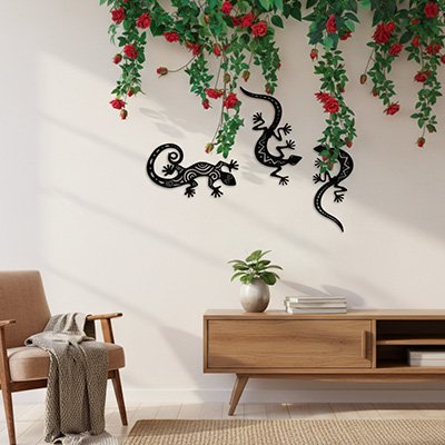 Décoration murale métal dans un salon