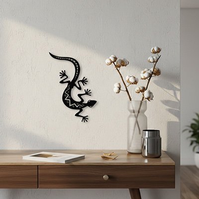 Décoration murale métal gecko