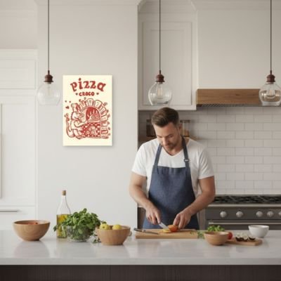 Decoration murale pour cuisine pizza croco