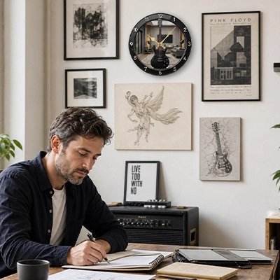 Horloge design murale dans un bureau