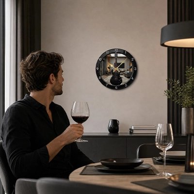 Horloge design murale dans une cuisine