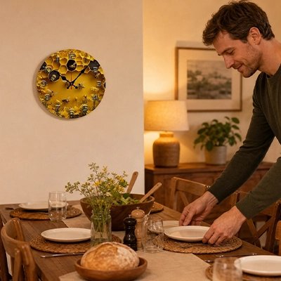 Horloge murale design dans une cuisine