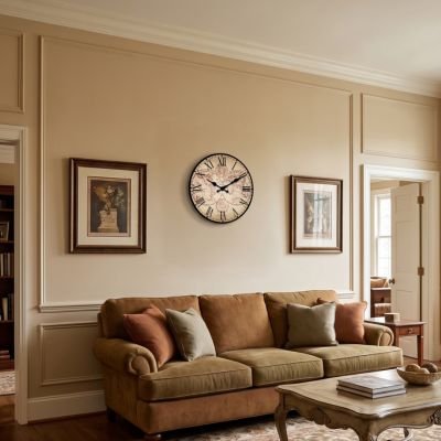 Horloge murale originale se fond bien avec les cadres