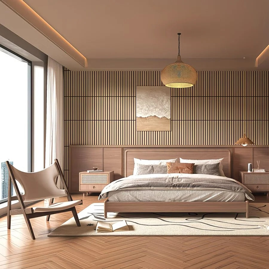 panneau bois decoratif mural dans la chambre