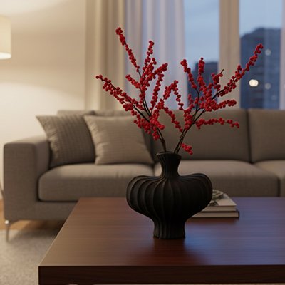 Vase noir avec branches