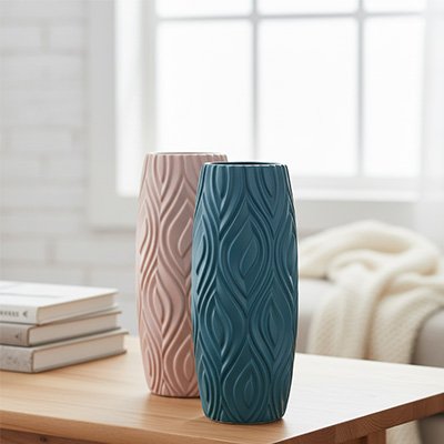 Vase rose et bleu ensemble